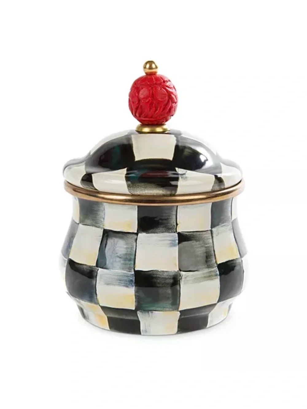 MacKenzie-Childs Courtly Check Ceramic Jar with Red and Black Accents